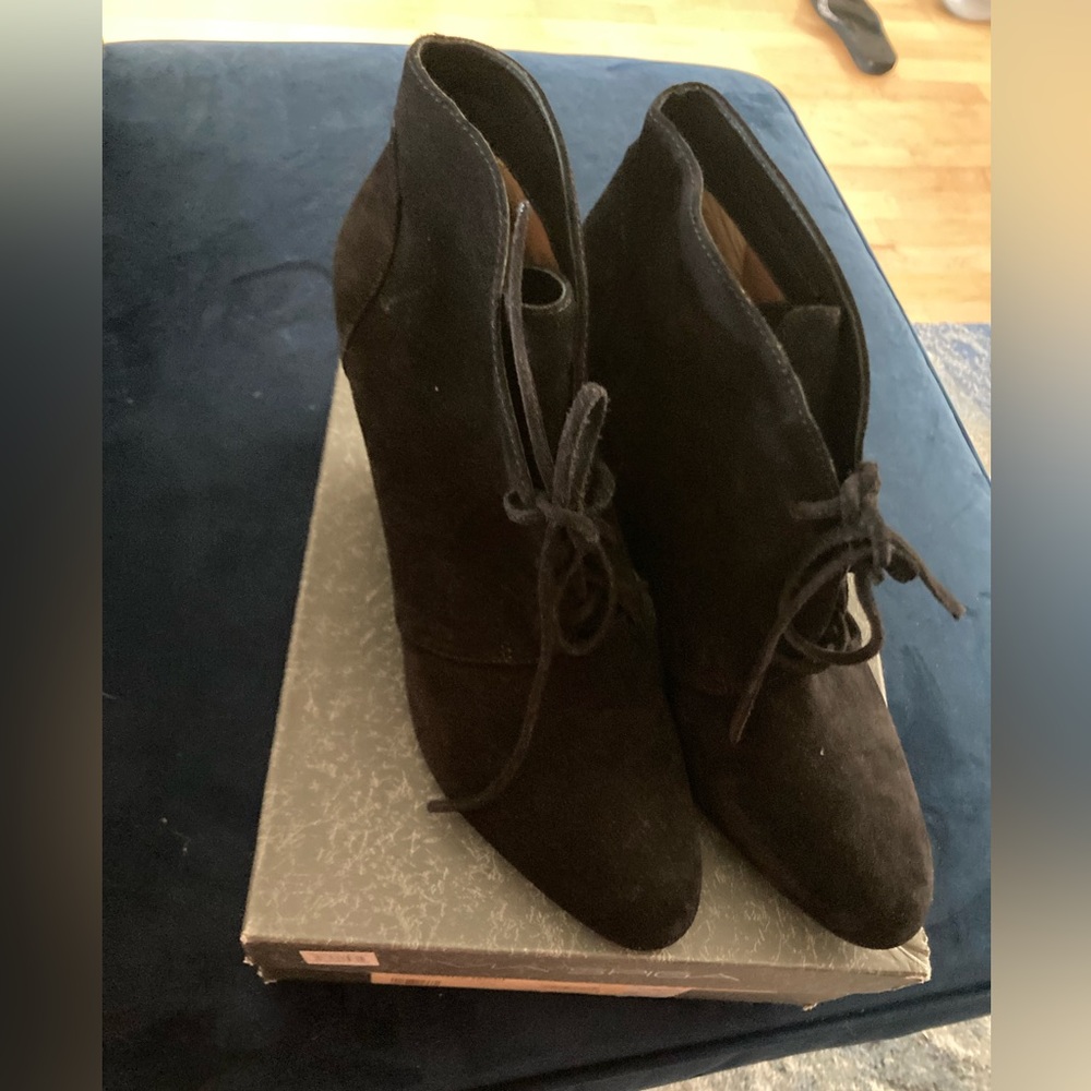 Via Spiga black suede wedge bootie